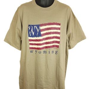 Wyoming T Shirt Vintage 90s Y2K American Flag Patriotic Mens Size 2XL NEW